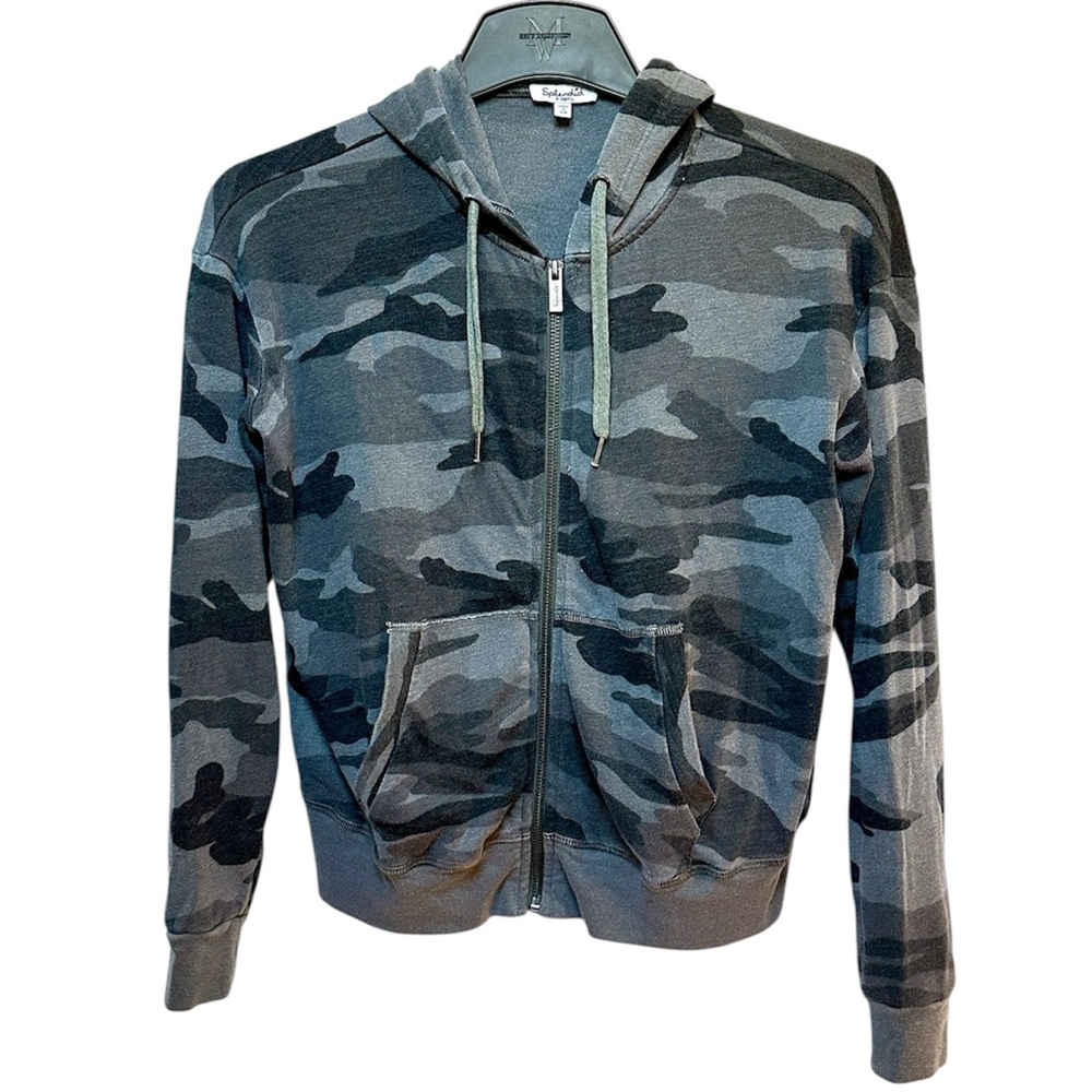 Splendid Olive Camo French Terry Zip Hoodie Size XS